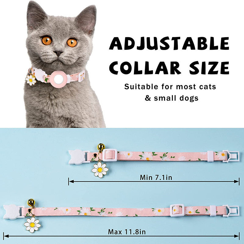 KFX-9008445 Daisy Pattern Small Pet Collar with Bell in Various Colors