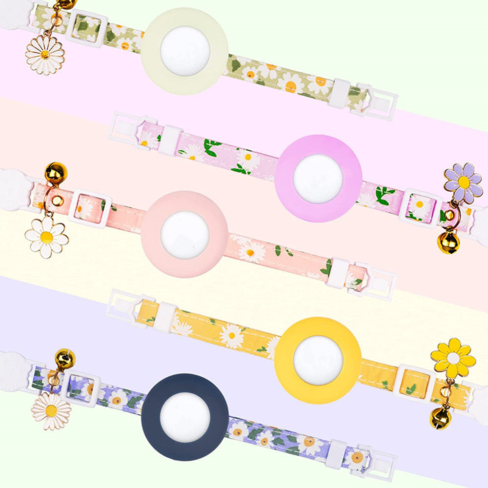 KFX-9008445 Daisy Pattern Small Pet Collar with Bell in Various Colors