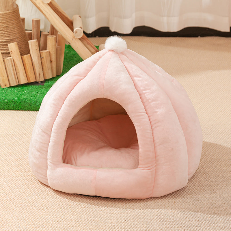 KFX-9010493 Cozy Pumpkin-Shaped Cat Litter Enclosure with High Elastic PP Cotton, Available in Three Sizes