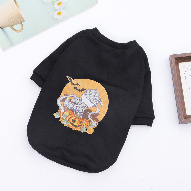 KFX-9011517 Halloween Dog Sweater with Scary Pumpkin and Ghost Designs for Pets