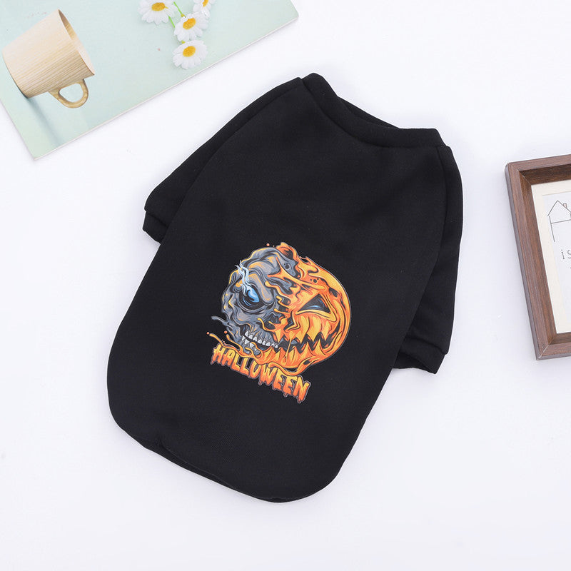 KFX-9011517 Halloween Dog Sweater with Scary Pumpkin and Ghost Designs for Pets