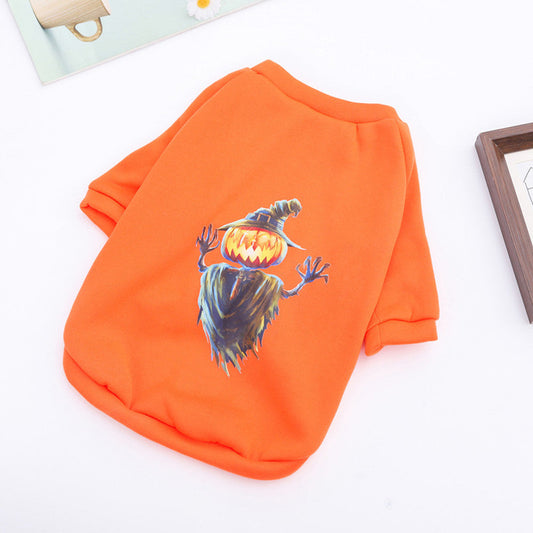 KFX-9011517 Halloween Dog Sweater with Scary Pumpkin and Ghost Designs for Pets