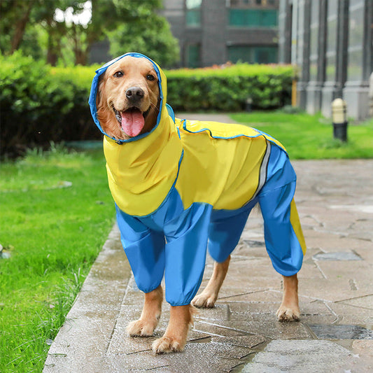 KFX-9012797 Reflective Medium Dog Raincoat in Yellow/Blue or Orange/Gray for All Weather Protection