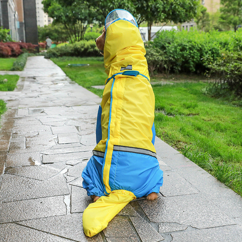 KFX-9012797 Reflective Medium Dog Raincoat in Yellow/Blue or Orange/Gray for All Weather Protection