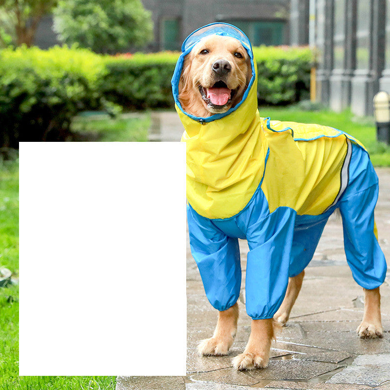 KFX-9012797 Reflective Medium Dog Raincoat in Yellow/Blue or Orange/Gray for All Weather Protection