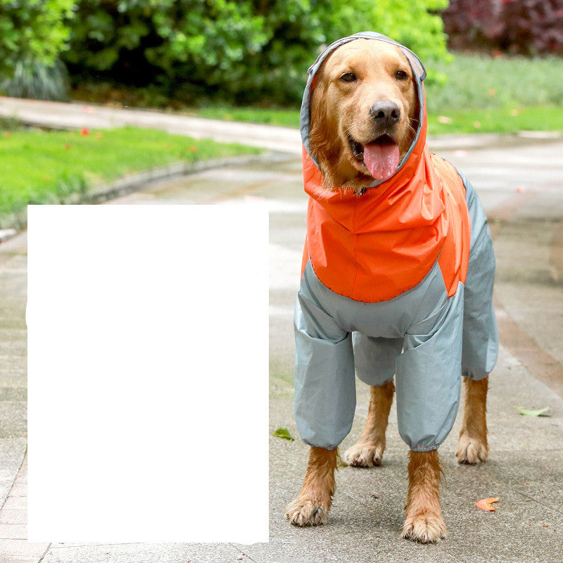 KFX-9012797 Reflective Medium Dog Raincoat in Yellow/Blue or Orange/Gray for All Weather Protection