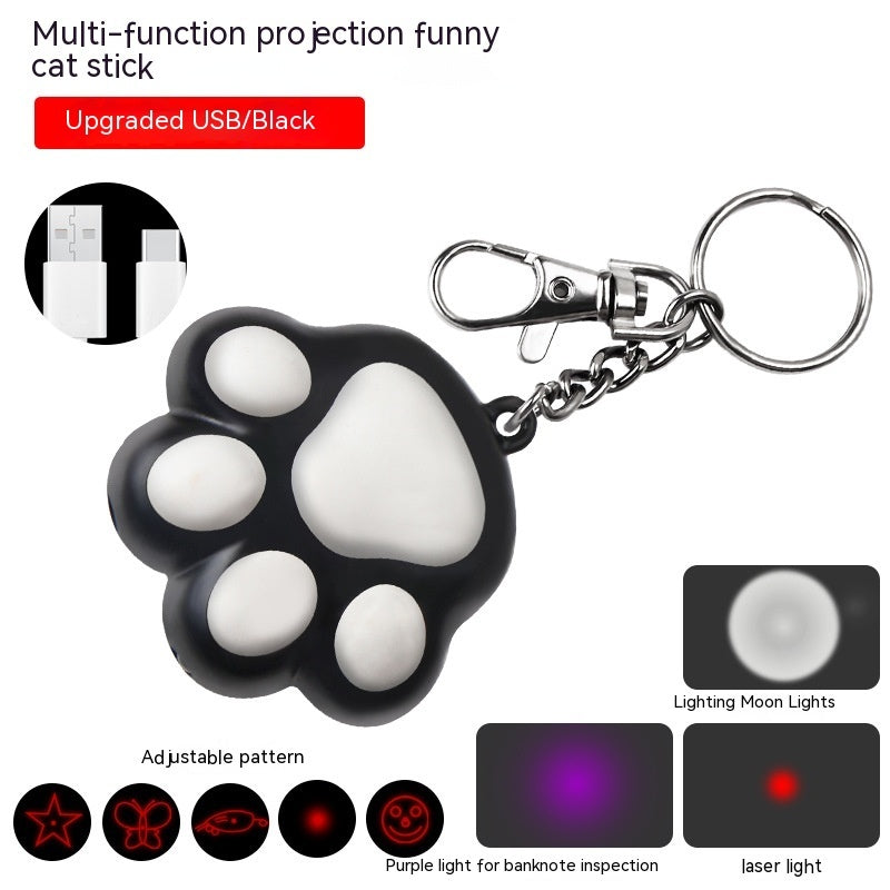 KFX-9013693 Cute Cartoon Cat Laser Toy with Self-Locking Three-Light Source and USB Charging