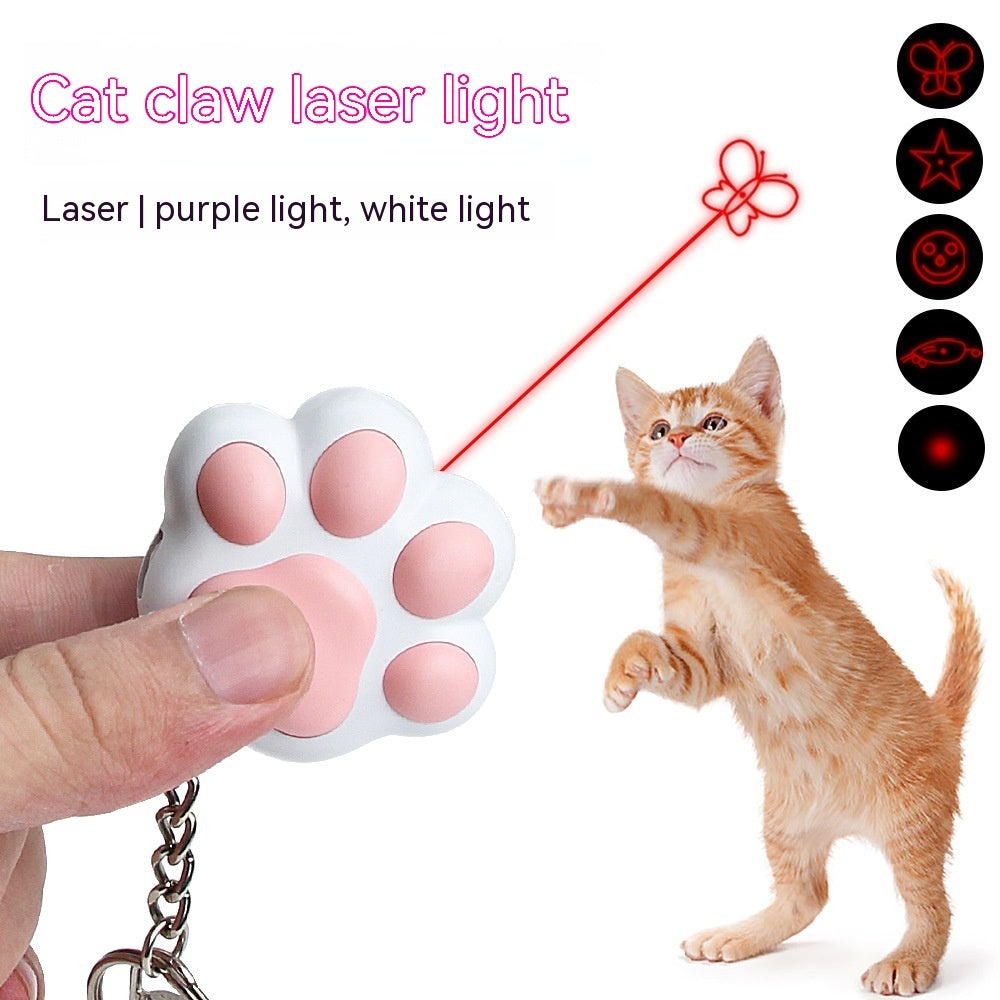 KFX-9013693 Cute Cartoon Cat Laser Toy with Self-Locking Three-Light Source and USB Charging