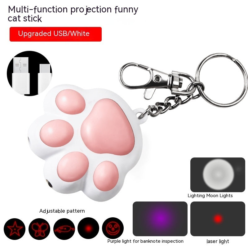 KFX-9013693 Cute Cartoon Cat Laser Toy with Self-Locking Three-Light Source and USB Charging