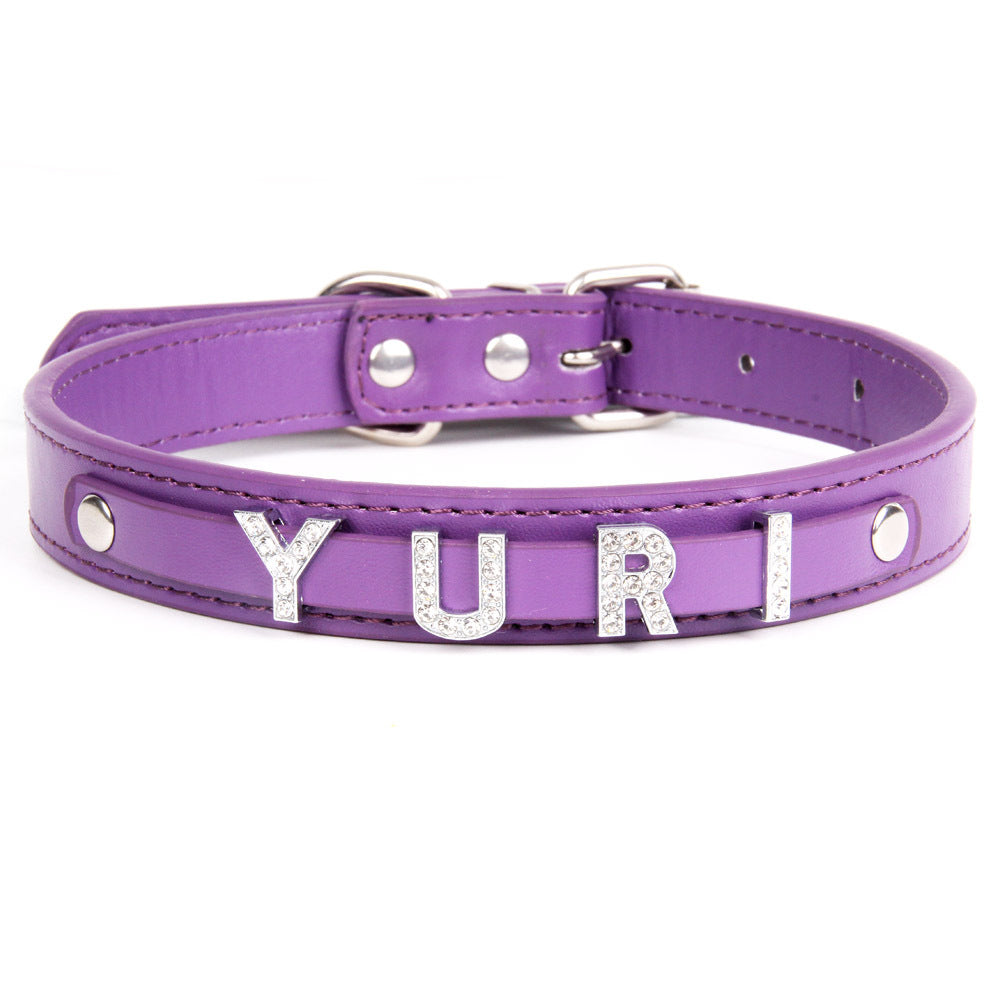 KFX-9014205 Personalized PU Leather Pet Collar with Easy-Install Alloy Screws for Small and Medium Pets