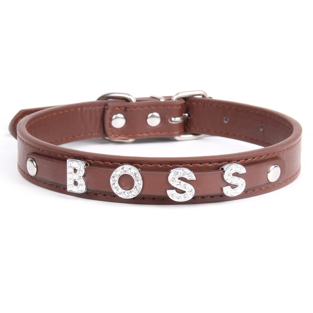 KFX-9014205 Personalized PU Leather Pet Collar with Easy-Install Alloy Screws for Small and Medium Pets