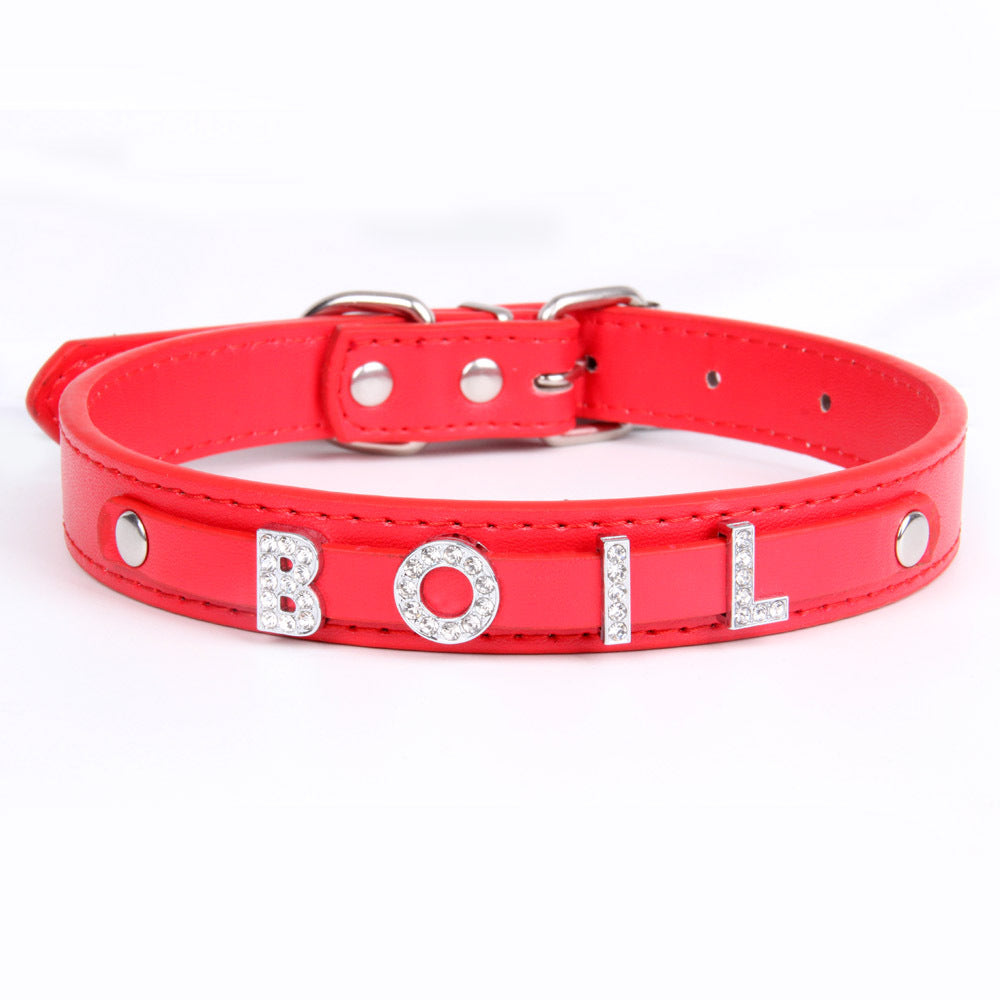 KFX-9014205 Personalized PU Leather Pet Collar with Easy-Install Alloy Screws for Small and Medium Pets