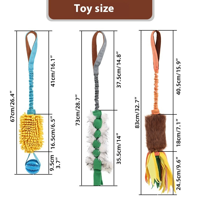 KFX-9014845 Interactive Bite-Resistant Cord Teether Pet Toy - Tug-of-War Design in Green, Orange, and Blue