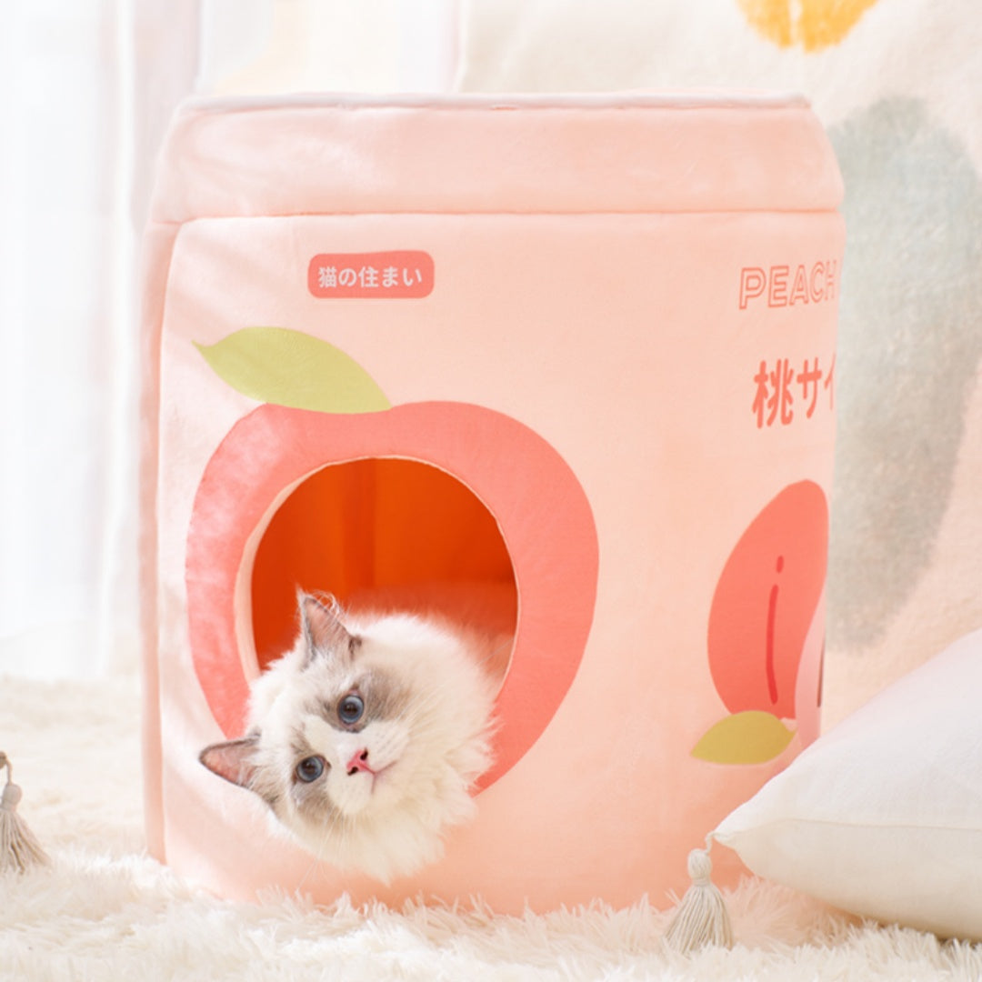 KFX-9016253 Cozy Removable & Washable Cat Nest in Peach and Grape Soda Colors