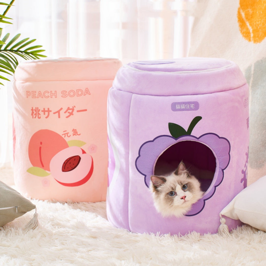 KFX-9016253 Cozy Removable & Washable Cat Nest in Peach and Grape Soda Colors