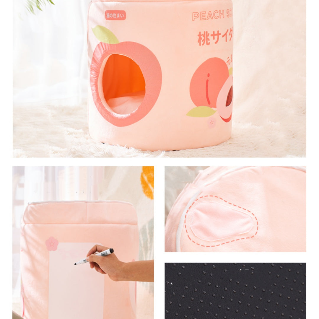 KFX-9016253 Cozy Removable & Washable Cat Nest in Peach and Grape Soda Colors