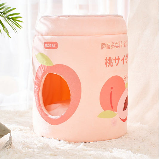KFX-9016253 Cozy Removable & Washable Cat Nest in Peach and Grape Soda Colors