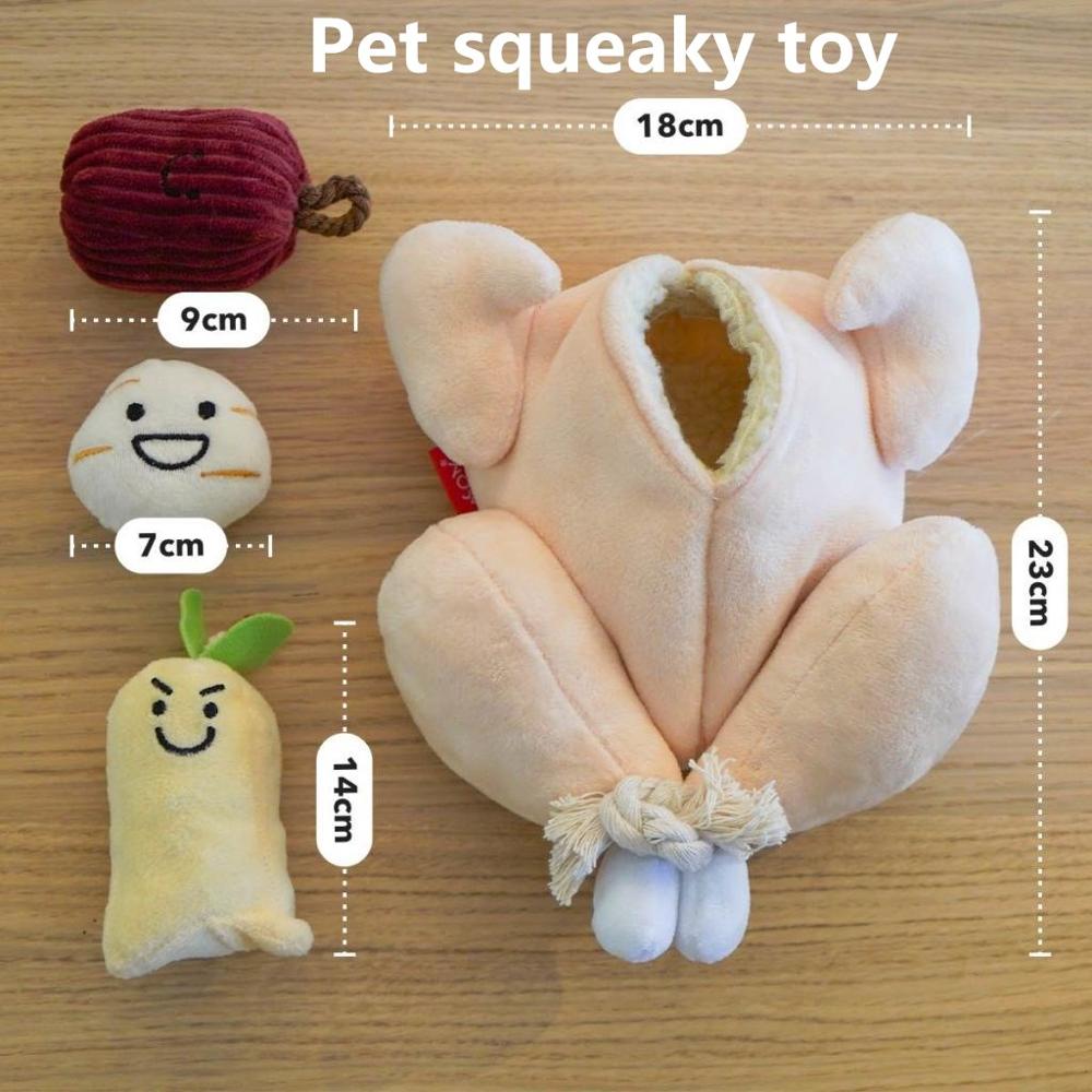 KFX-9017021 Plush Sound Toy for Dogs and Cats - Squeaky Chicken with Chewable Parts and Interactive Play Features