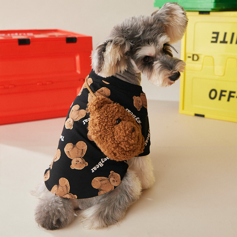 KFX-9017277 Cozy Cotton Bear Sweater with Backpack for Dogs - Perfect for Autumn and Winter