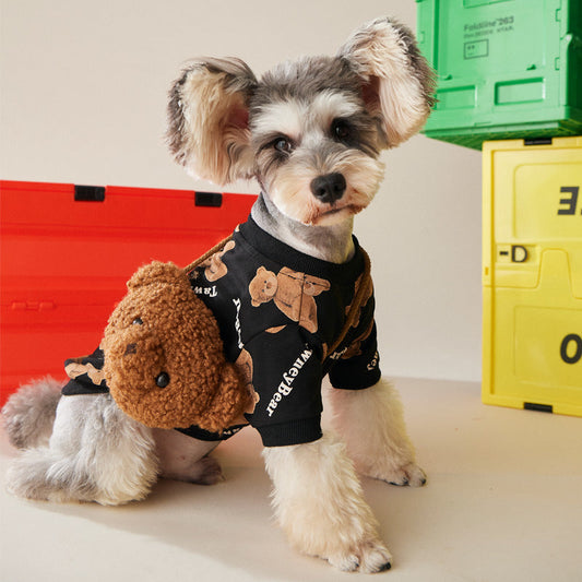 KFX-9017277 Cozy Cotton Bear Sweater with Backpack for Dogs - Perfect for Autumn and Winter