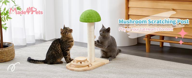 KFX-9017661 Interactive 2-in-1 Cat Scratching Post with Sisal Rope and Track Ball Toy