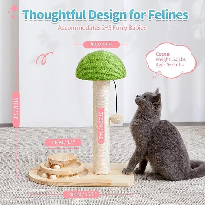 KFX-9017661 Interactive 2-in-1 Cat Scratching Post with Sisal Rope and Track Ball Toy