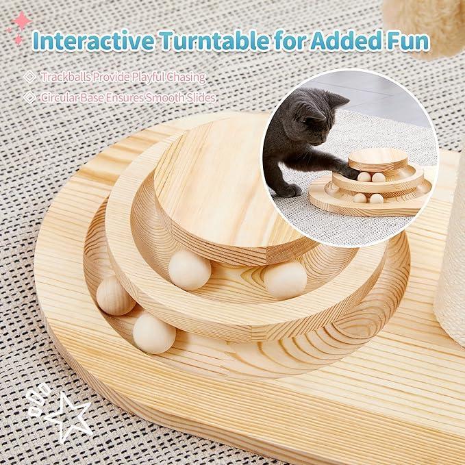 KFX-9017661 Interactive 2-in-1 Cat Scratching Post with Sisal Rope and Track Ball Toy