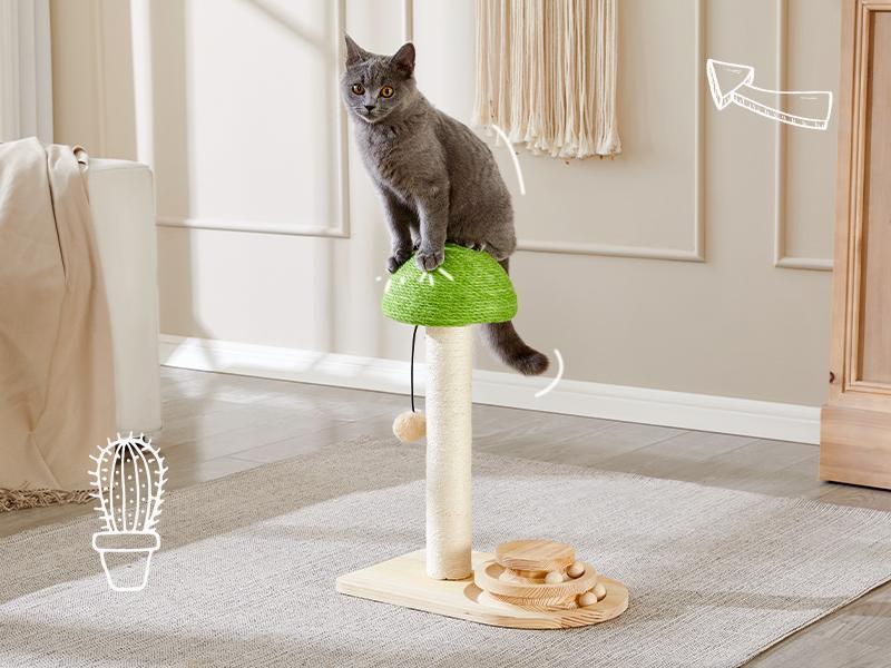 KFX-9017661 Interactive 2-in-1 Cat Scratching Post with Sisal Rope and Track Ball Toy