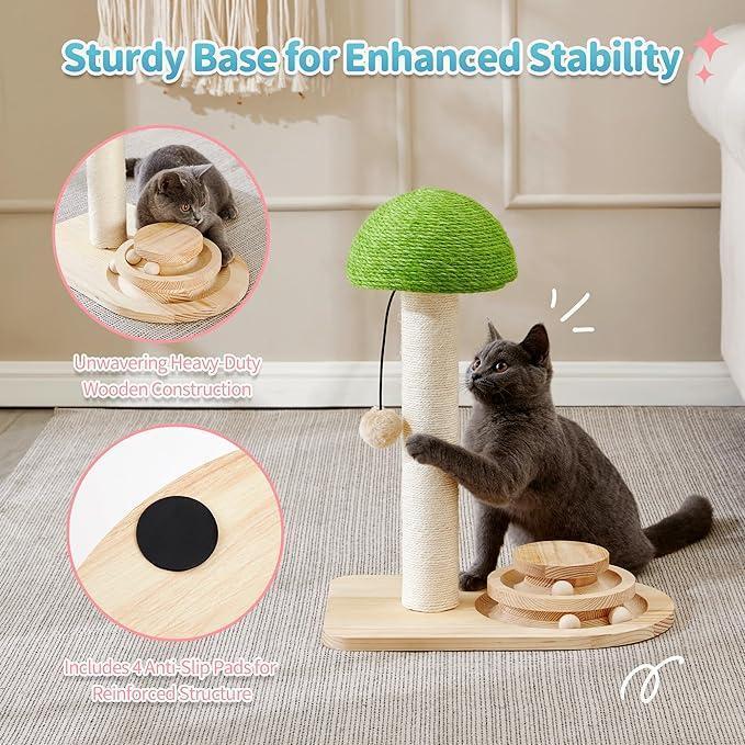 KFX-9017661 Interactive 2-in-1 Cat Scratching Post with Sisal Rope and Track Ball Toy