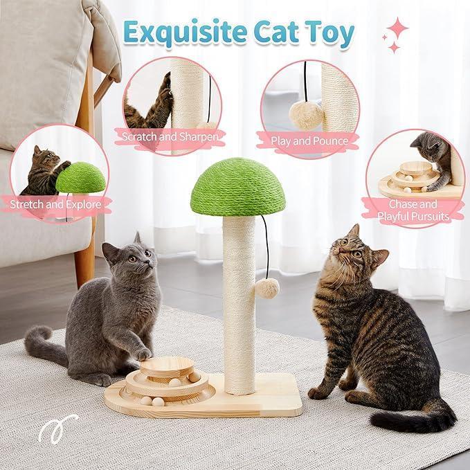 KFX-9017661 Interactive 2-in-1 Cat Scratching Post with Sisal Rope and Track Ball Toy