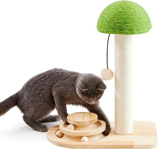 KFX-9017661 Interactive 2-in-1 Cat Scratching Post with Sisal Rope and Track Ball Toy