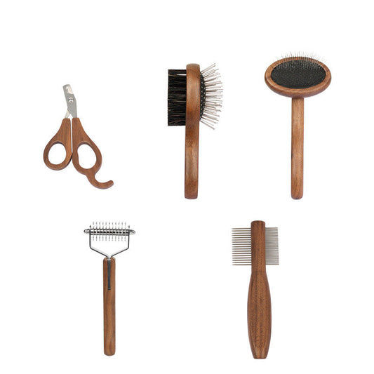 KFX-9017789 Pet Dog and Cat Grooming Knot Massage Comb Set with Nail Clippers and Storage Bucket