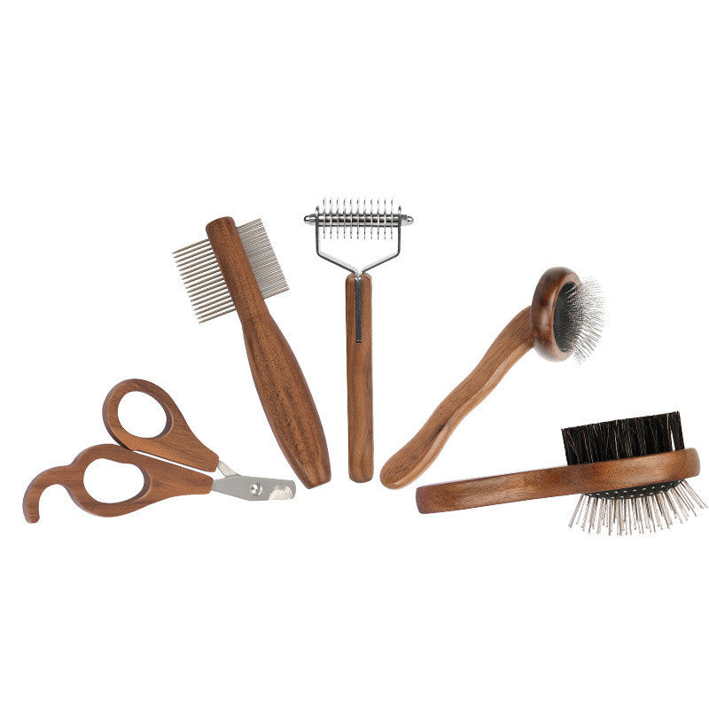 KFX-9017789 Pet Dog and Cat Grooming Knot Massage Comb Set with Nail Clippers and Storage Bucket