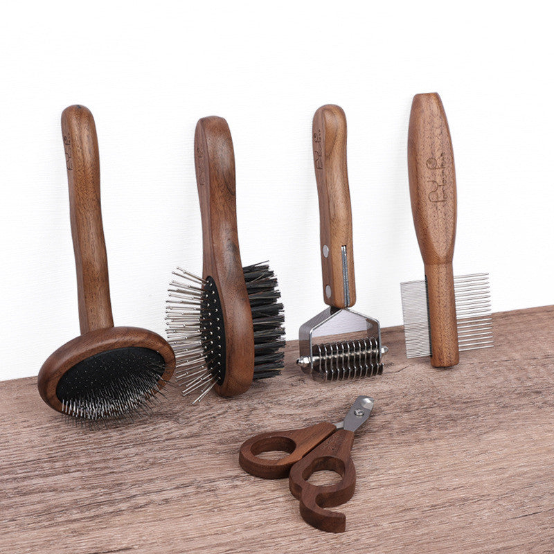 KFX-9017789 Pet Dog and Cat Grooming Knot Massage Comb Set with Nail Clippers and Storage Bucket