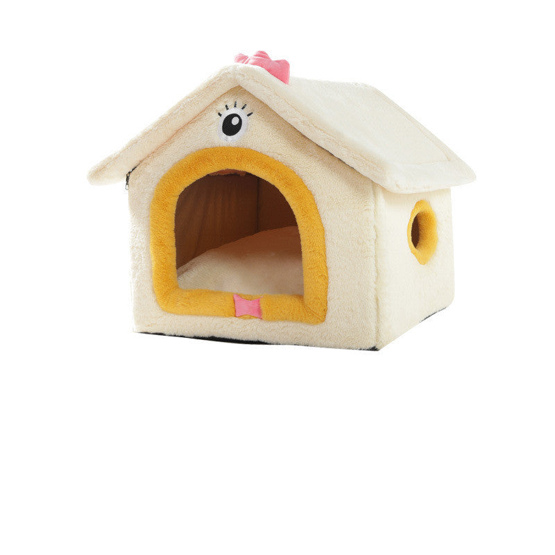 KFX-9022013 Cozy Small Cat & Dog Teddy House Nest with Rabbit Fur Lining