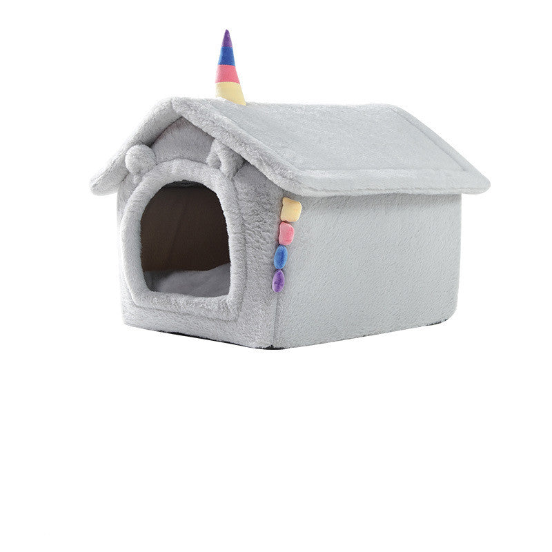 KFX-9022013 Cozy Small Cat & Dog Teddy House Nest with Rabbit Fur Lining