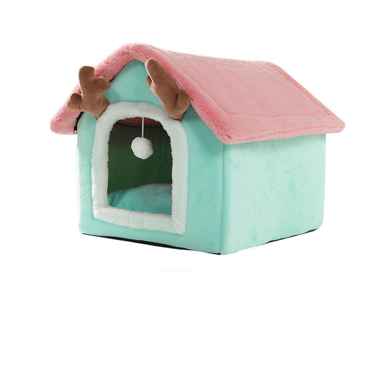 KFX-9022013 Cozy Small Cat & Dog Teddy House Nest with Rabbit Fur Lining