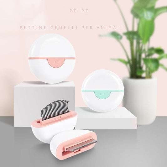 KFX-9023549 Gemini Universal Pet Massage Knot Opening Comb for Cats and Dogs - Mint Green & Cherry Blossom Pink