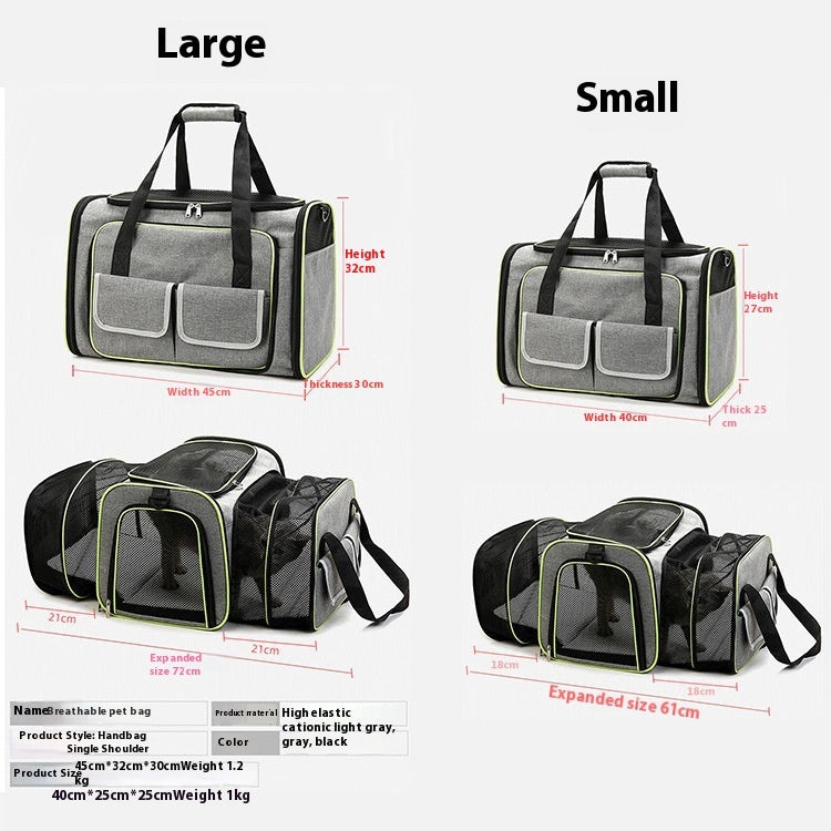 KFX-9024189 Portable Foldable Cat Pet Travel Bag - Breathable Vehicle-Mounted Design
