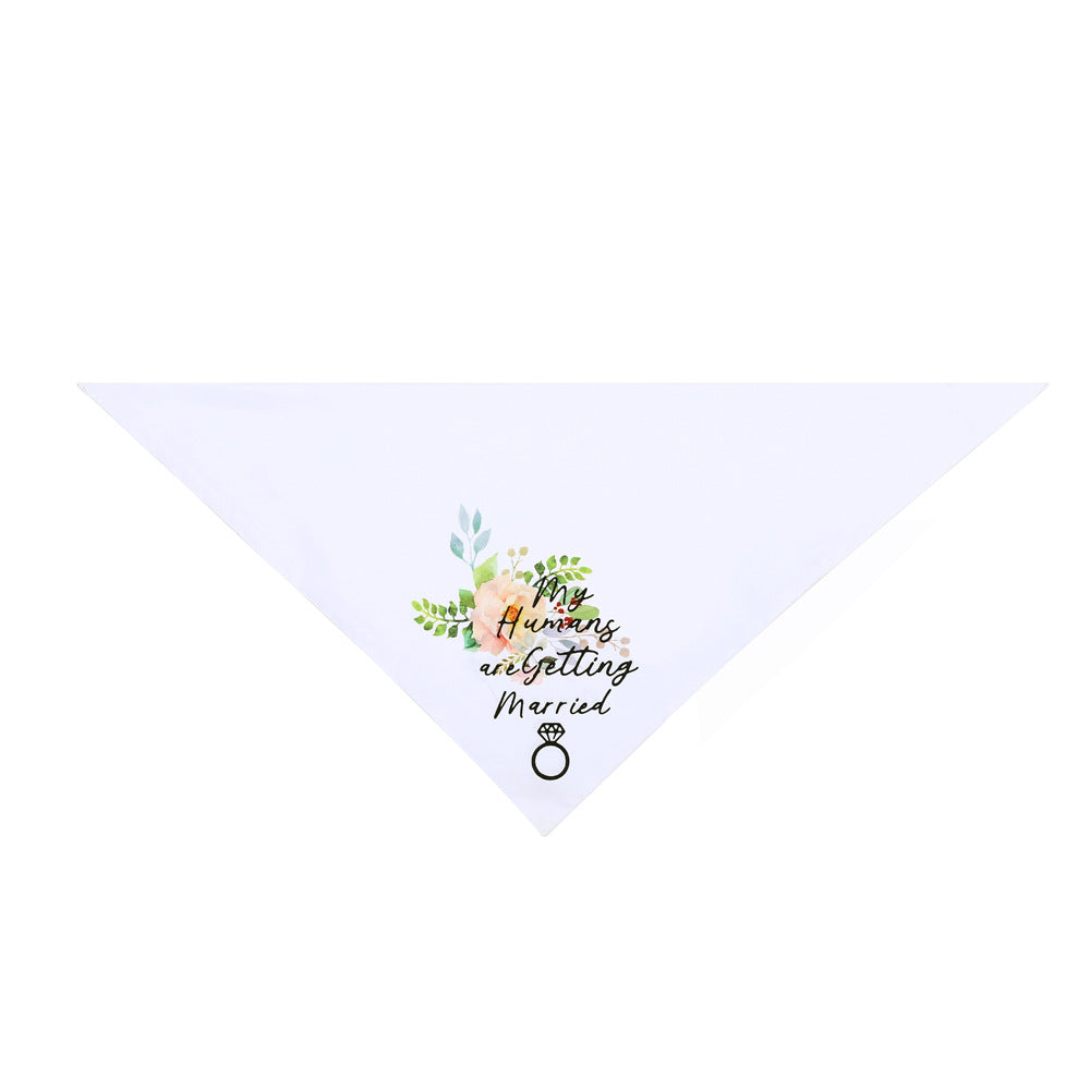 KFX-9025341 White Letter Pattern Scarf for Dogs - Polyester Neck Size 25-48CM, Suitable for All Seasons and Special Occasions