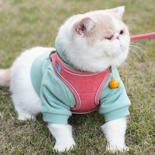 KFX-9027005 Stylish Cat Leash Vest Harness in Deerskin Velvet - Available in Multiple Colors and Sizes