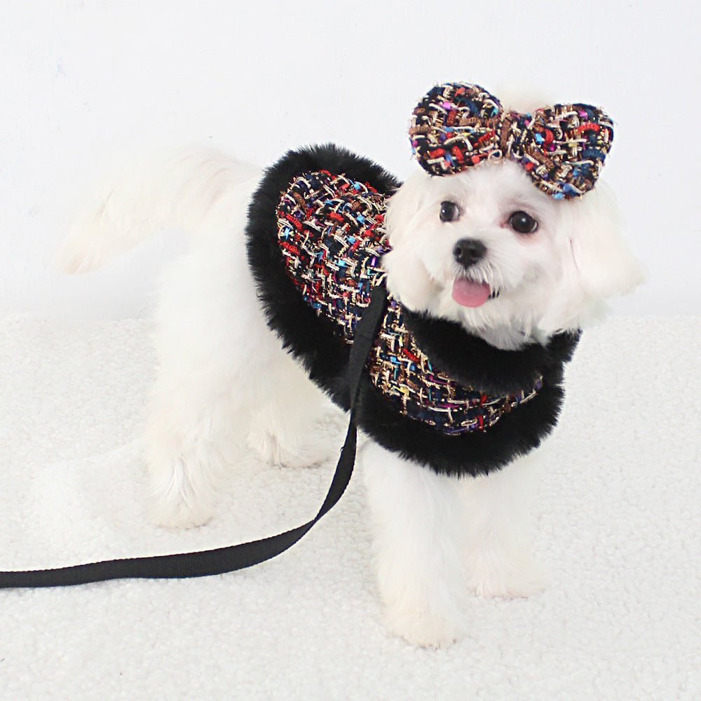 KFX-9027517 Classic Cloak with Traction Rope for Pets - Versatile Hand-Holding Options in Stylish Designs