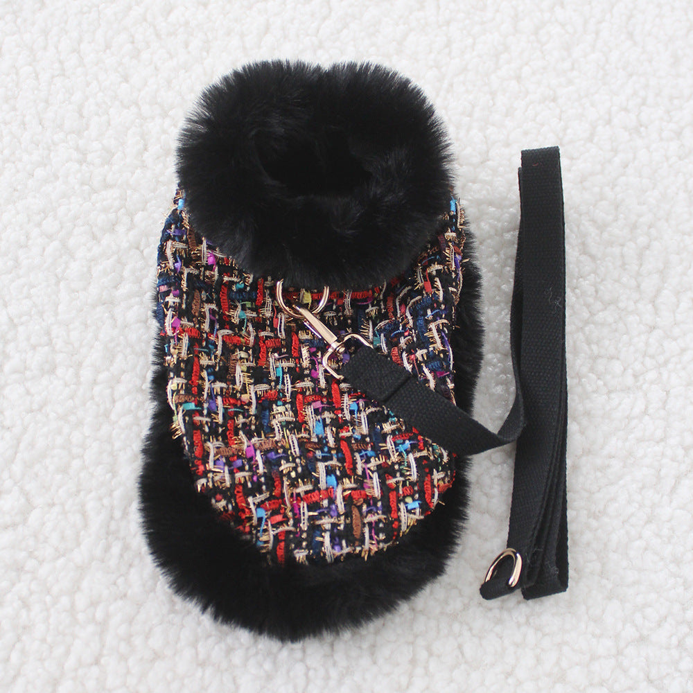 KFX-9027517 Classic Cloak with Traction Rope for Pets - Versatile Hand-Holding Options in Stylish Designs