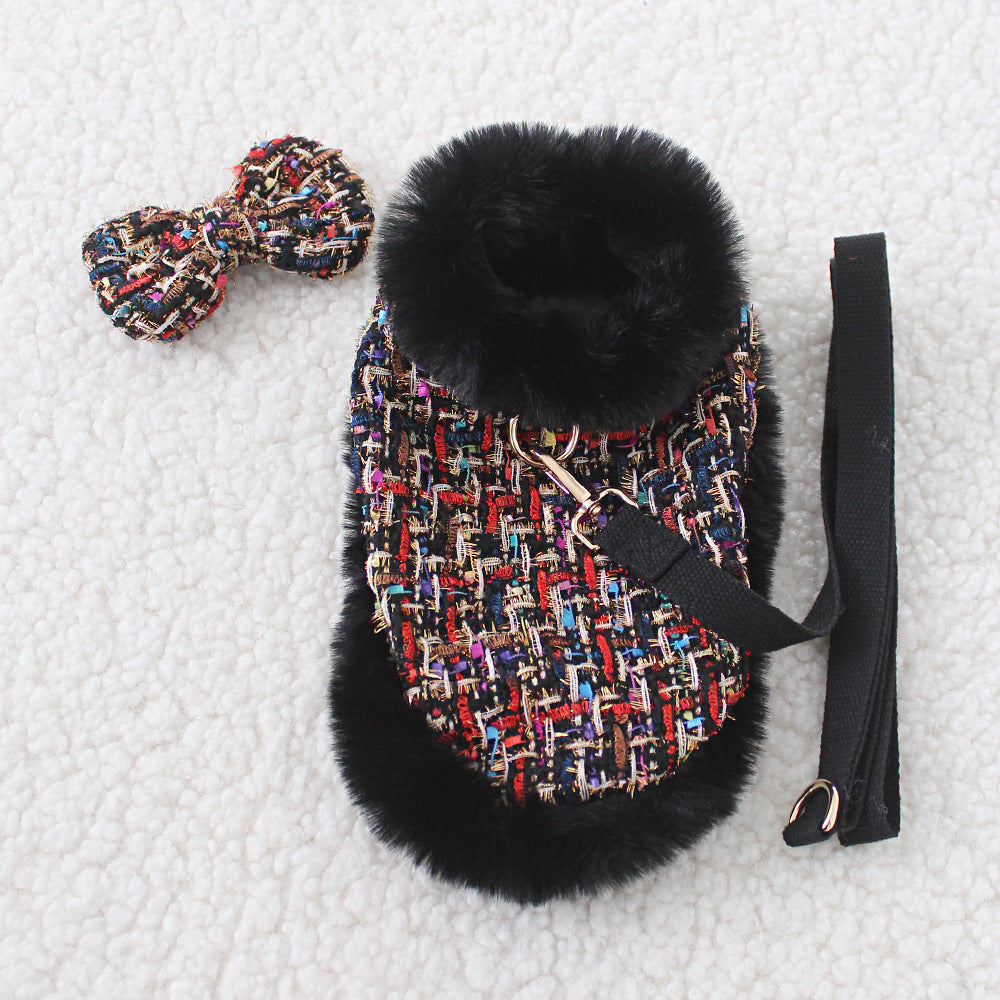 KFX-9027517 Classic Cloak with Traction Rope for Pets - Versatile Hand-Holding Options in Stylish Designs
