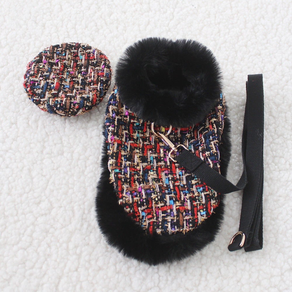 KFX-9027517 Classic Cloak with Traction Rope for Pets - Versatile Hand-Holding Options in Stylish Designs