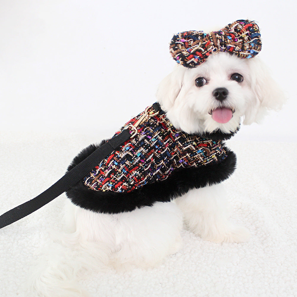 KFX-9027517 Classic Cloak with Traction Rope for Pets - Versatile Hand-Holding Options in Stylish Designs