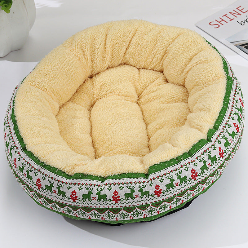 KFX-9027773 Cozy Cat and Dog Bed with Winter Warm Pet Mat - 50 cm Diameter