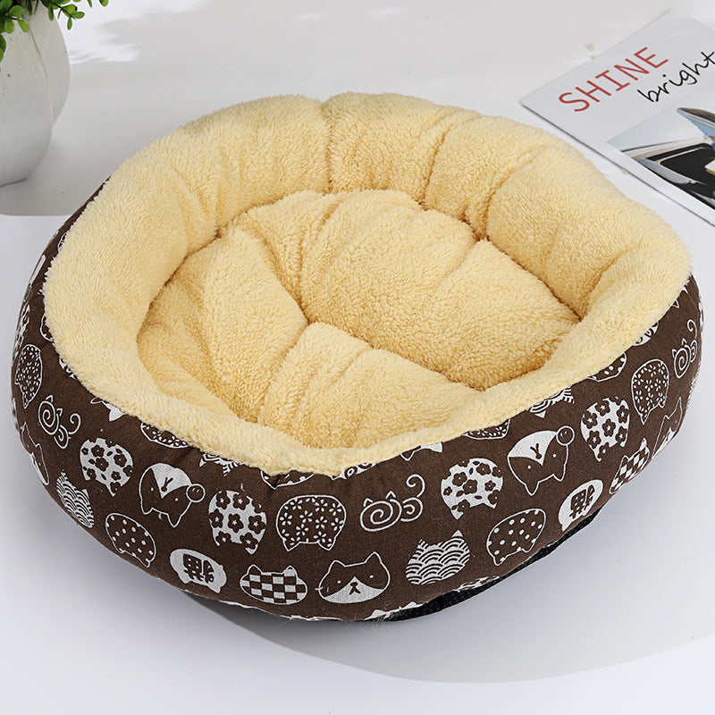 KFX-9027773 Cozy Cat and Dog Bed with Winter Warm Pet Mat - 50 cm Diameter