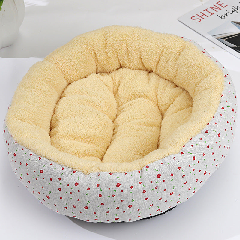 KFX-9027773 Cozy Cat and Dog Bed with Winter Warm Pet Mat - 50 cm Diameter