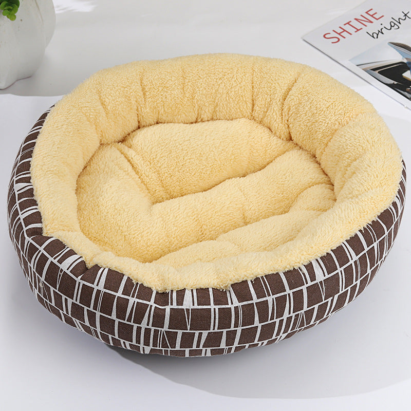 KFX-9027773 Cozy Cat and Dog Bed with Winter Warm Pet Mat - 50 cm Diameter
